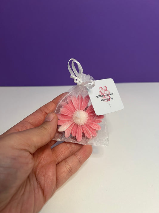 Baby Shower Blumen-Kerze in der Farbe rosa