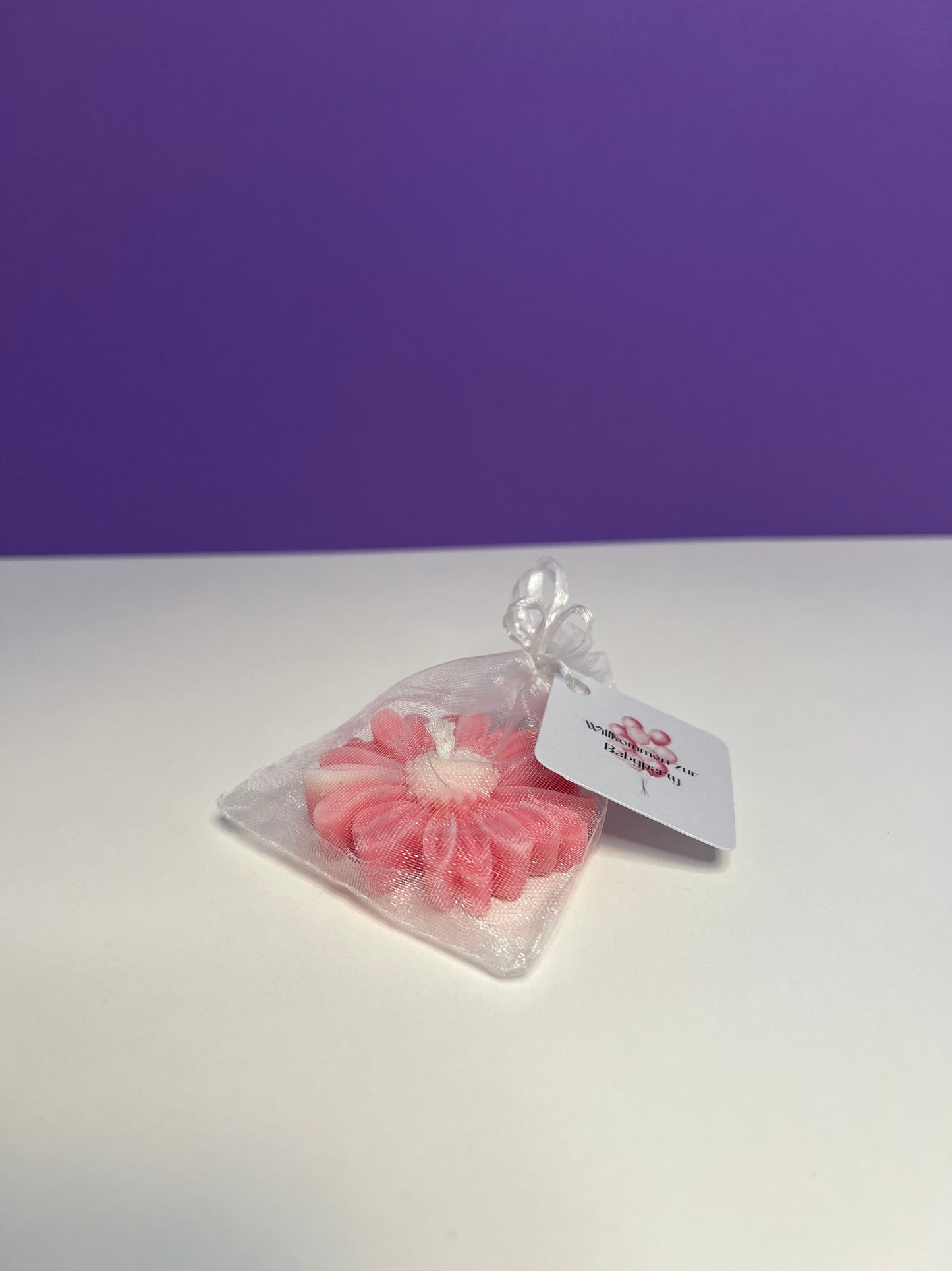 Baby Shower Blumen-Kerze in der Farbe rosa