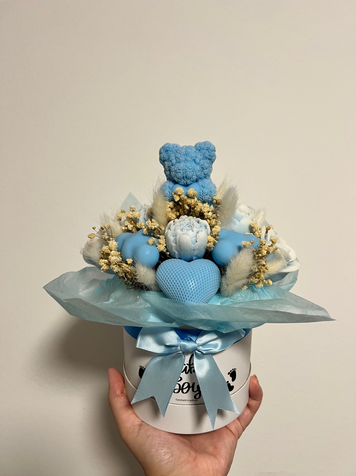 BabyBoy-Flowerbox Blau / Weiß