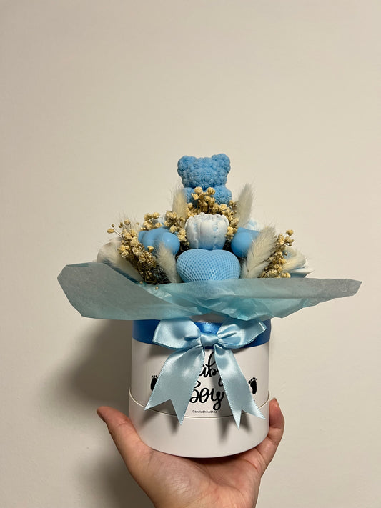 BabyBoy-Flowerbox Blau / Weiß