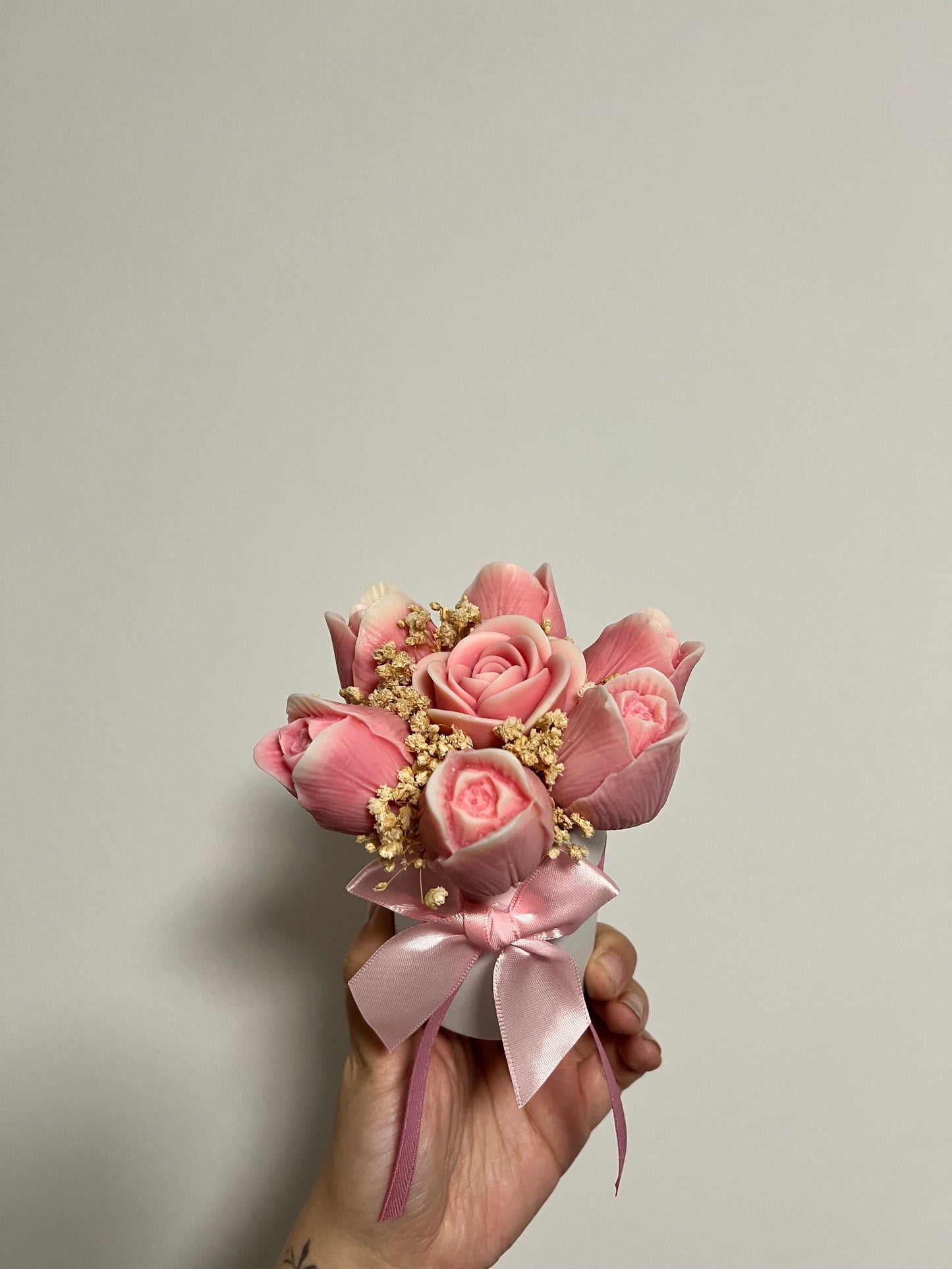 Flowerbox-Mini Rosa / Weiß